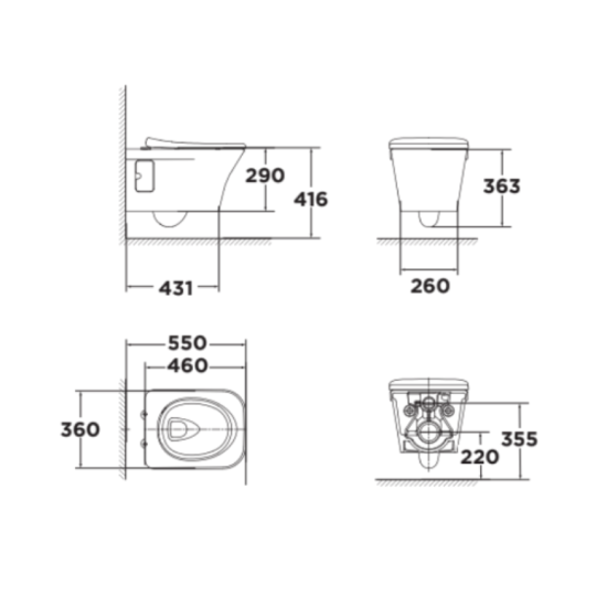 Bồn cầu treo tường American Standard WP-2131 (WP2131) nắp êm dòng Kastello Square