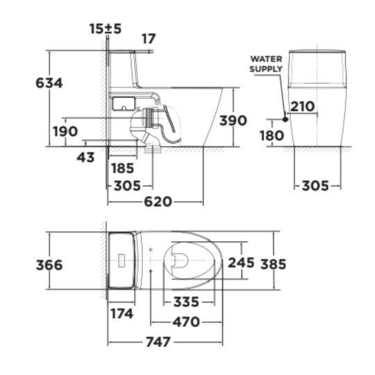 Bồn cầu 1 khối American Standard VF-1808TPR (VF1808TPR) nắp điện tử