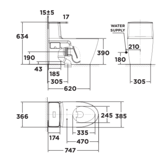 Bồn cầu 1 khối American Standard VF-1808TPL (VF1808TPL) nắp điện tử