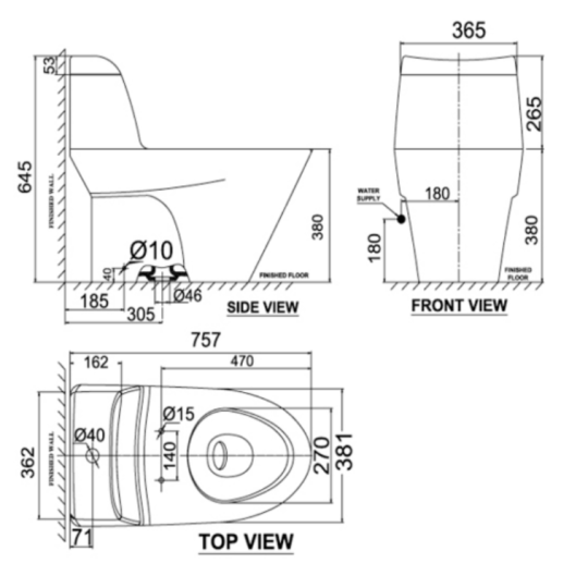 Bồn cầu 1 khối American Standard VF-2010SW (VF2010SW) nắp rửa cơ M4A839