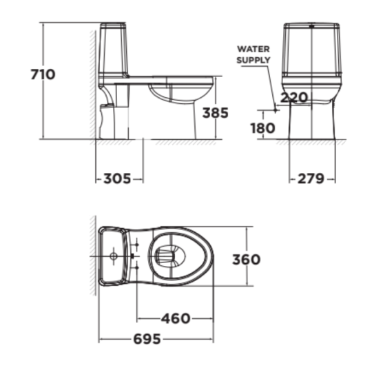Bồn cầu 1 khối American Standard VF-1858S3 (VF1858S3) nắp rửa cơ Slim 3