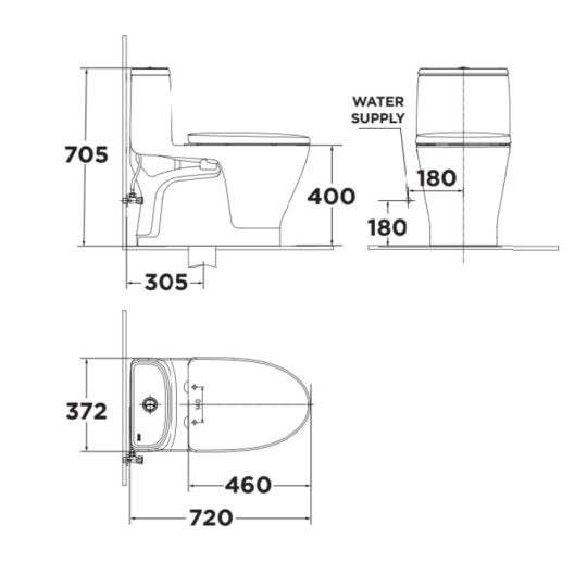Bồn cầu 1 khối American Standard VF-1863PL (VF1863PL) nắp điện tử