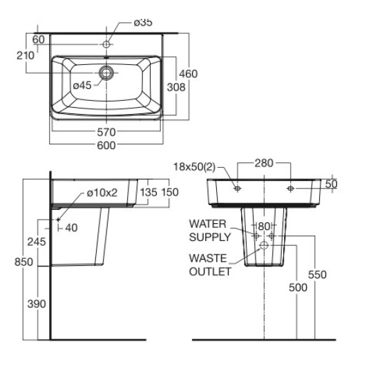 Chậu rửa treo tường American Standard 0507W-WT/0707-WT