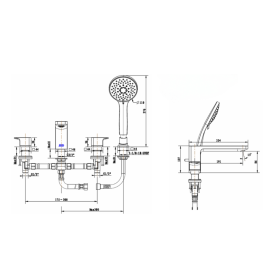 Vòi sen bồn tắm nóng lạnh American Standard Acacia WF-1300 (WF1300)