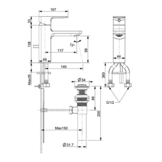 Vòi lavabo nóng lạnh American Standard Acacia Evolution WF-1301 (WF1301)