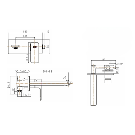 Vòi lavabo âm tường nóng lạnh Evolution American Standard WF-1304 (WF1304)