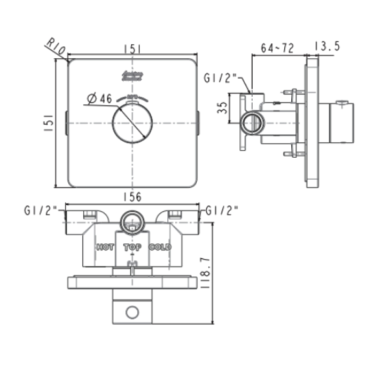 Bộ trộn nhiệt độ âm tường American Standard FFAS0930