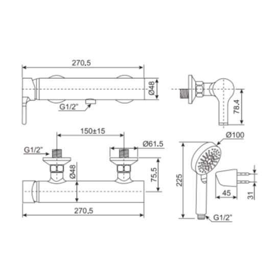 Vòi sen nóng lạnh American Standard WF-3912 (WF3912)