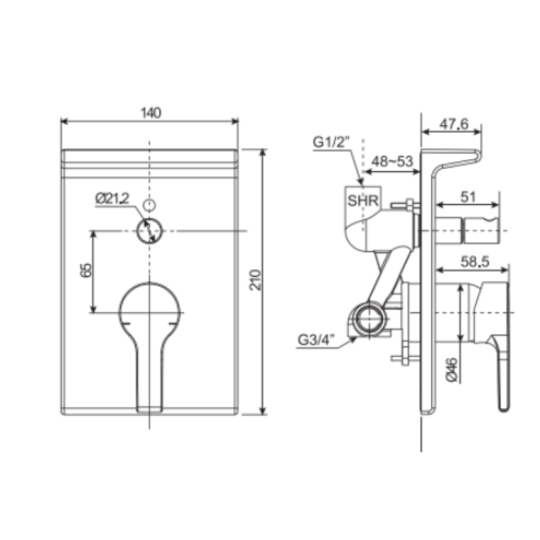 Sen tắm âm tường American Standard Active WF-3921 (WF3921)