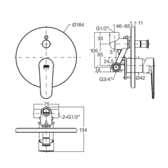 Vòi sen tắm âm tường American Standard WF-B221 (WFB221)
