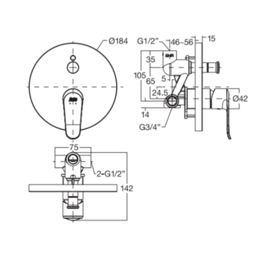 Sen tắm âm tường American Standard Neo Modern WF-0721 (WF0721)