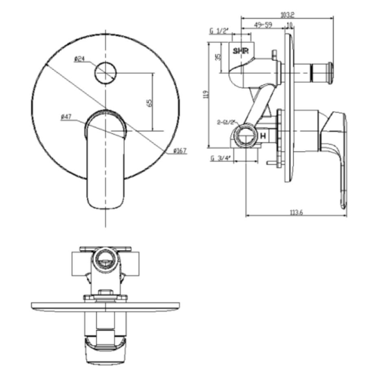Vòi sen tắm âm tường American Standard WF-1M21 (WF1M21)