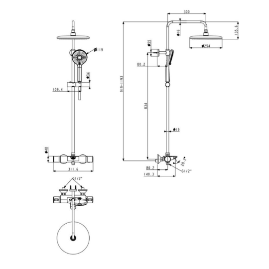 Bộ sen tắm cây đứng cảm biến nhiệt độ American Standard WF-1M13 (WF1M13)