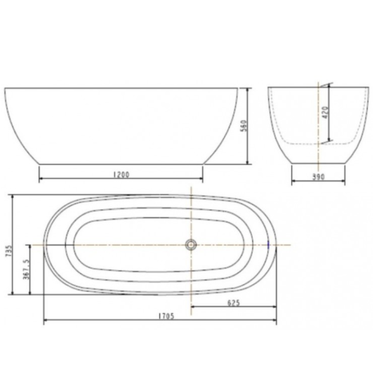 Bồn tắm đặt sàn đá Zenistone 1.7m American Standard BTAS9761