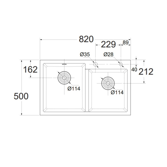 Chậu rửa chén đôi 820mm American Standard FFASX902 màu đen