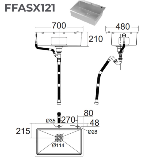 Chậu rửa chén đơn 700mm American Standard FFASX121