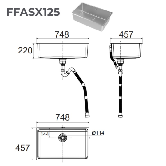 Chậu rửa chén đơn 748mm American Standard FFASX125