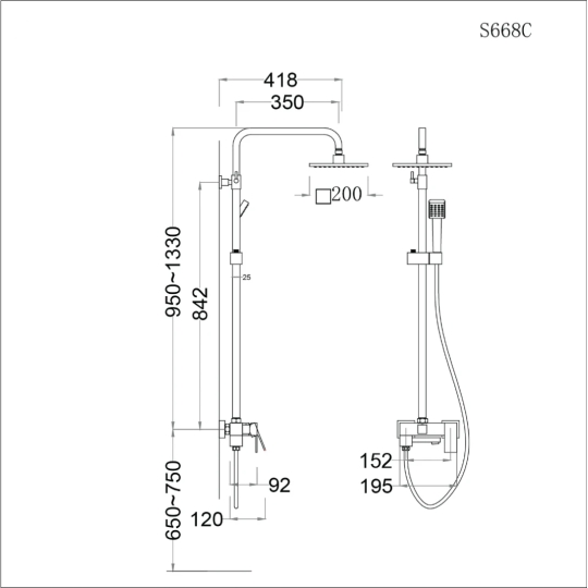 Bộ Vòi Sen Cây Nóng Lạnh CAESAR S668C