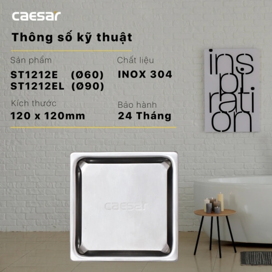 Phễu Thoát Sàn CAESAR ST1212EL (Ø90)