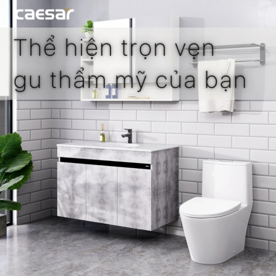 Bộ Tủ Lavabo Caesar Treo Tường LF5028/EH05028ASV Màu Xám