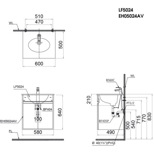 Bộ Tủ Lavabo Caesar LF5024/EH05024AV
