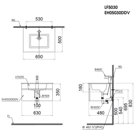 Bộ Tủ Lavabo Caesar Treo Tường LF5030/EH05030DDV