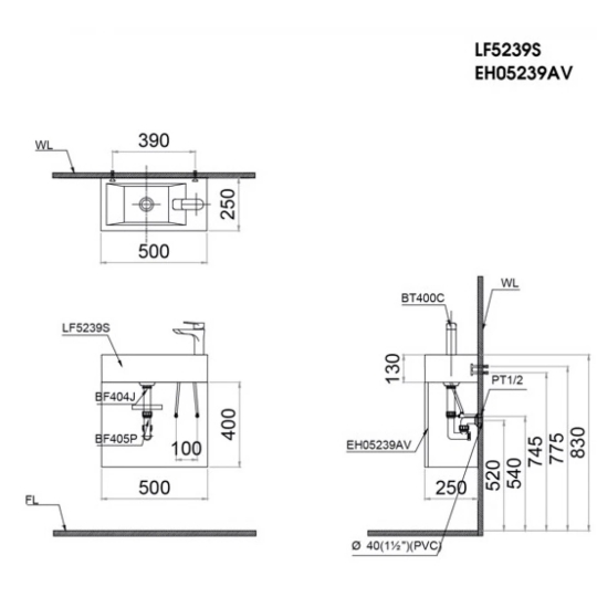 Bộ Tủ Chậu Lavabo Caesar LF5239S/EH05239AV