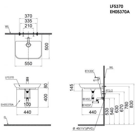 Bộ Tủ Lavabo Caesar LF5370/EH05370AV