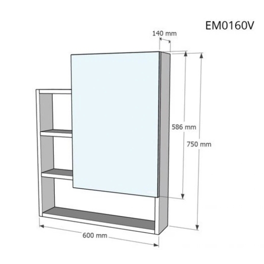 Tủ Gương Treo Phòng Tắm CAESAR EM0160V Màu Trắng