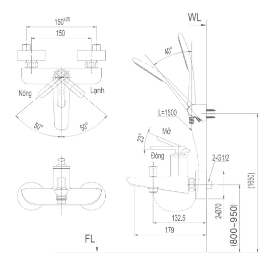 Vòi Sen Tắm Inax BFV-4103S Nóng Lạnh