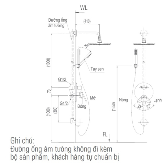 Sen Tắm Âm Tường Inax BFV-71SEW Nóng Lạnh