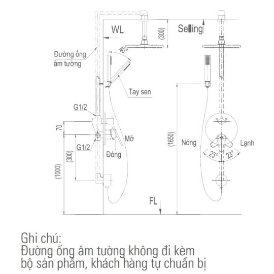 Vòi Sen Tắm Âm Tường Inax BFV-71SEC Nóng Lạnh