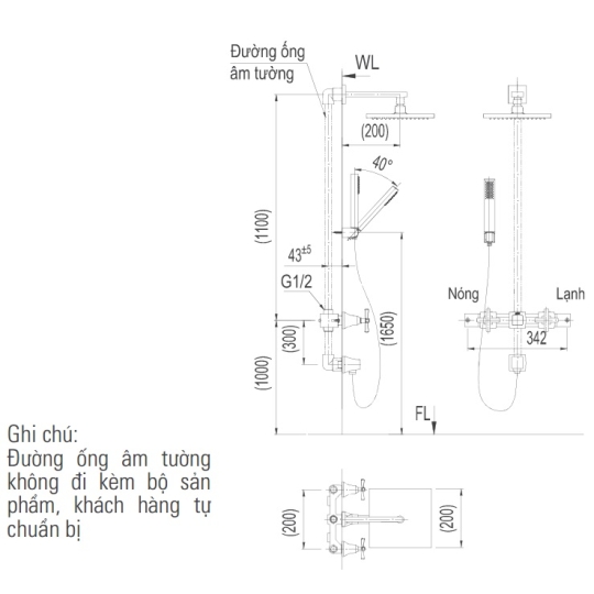 Vòi Sen Tắm Âm Tường Inax BFV-81SEHW Nóng Lạnh