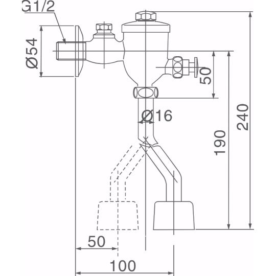 Van Xả Nhấn Bồn Tiểu Inax UF-8V (UF-6V) Ống Cong