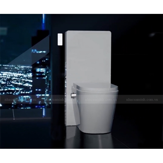 Bồn Cầu Điện Tử Viglacera Platinum P.16.321 Đặt Sàn Kính Đen