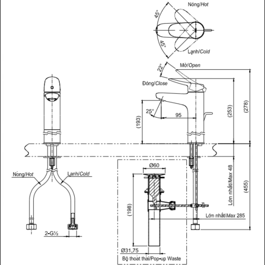 Vòi Lavabo TOTO TLS04304V Nóng Lạnh Cổ Cao