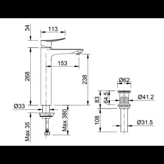 Vòi Lavabo Inax LFV-502SH Đặt Bàn Nóng Lạnh