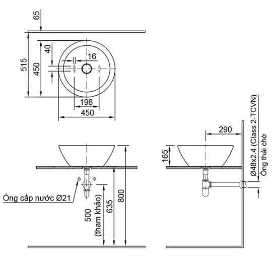 Chậu rửa mặt INAX AL-445V/BW1 – Đặt bàn