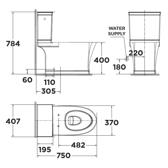 Bồn Cầu American Standard VF-2781 2 khối Kastello