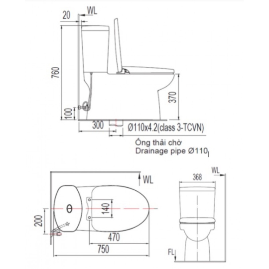 Bồn Cầu American Standard VF-2719 2 Khối 
