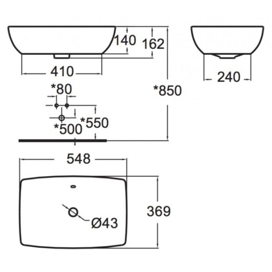 Chậu Rửa  Đặt Bàn Lavabo American Standard WP-F650 Milano 