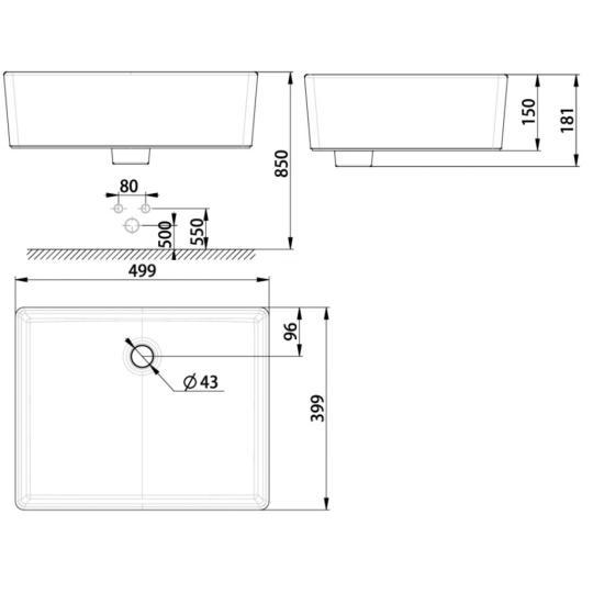 Chậu Lavabo Đặt Bàn American Standard WP-F611 Square