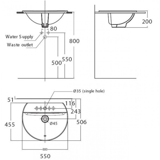 Chậu Lavabo American Standard 0452-WT Dương Bàn Concept Sphere
