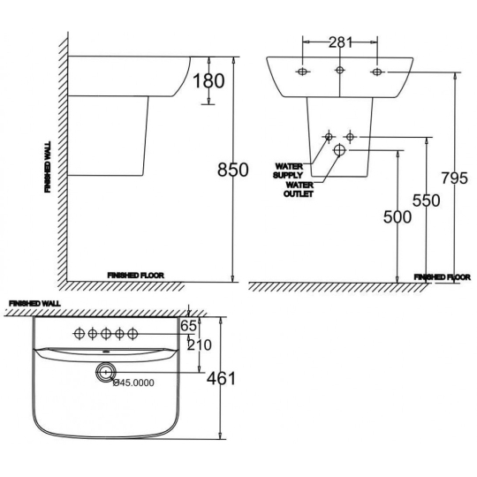 Lavabo Treo Tường American Standard WP-1511/0712-WT Cygnet