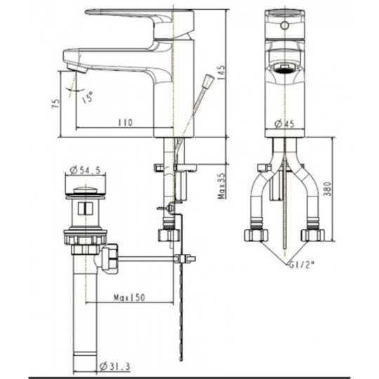 Vòi Rửa Nóng Lạnh Lavabo American Standard WF-B201 Slimplica 