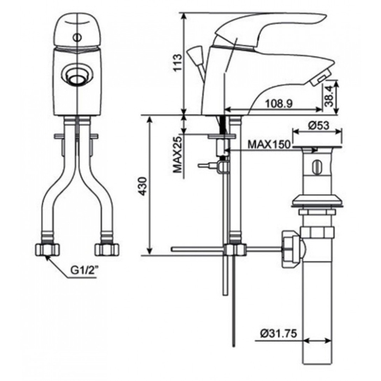 Vòi Lavabo Nóng Lạnh American Standard Saga WF-1501 