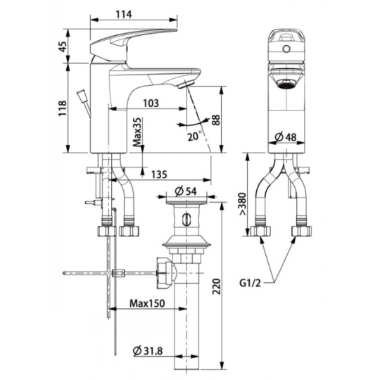 Vòi Rửa Nóng Lạnh Lavabo American Standard WF-0901 Milano 