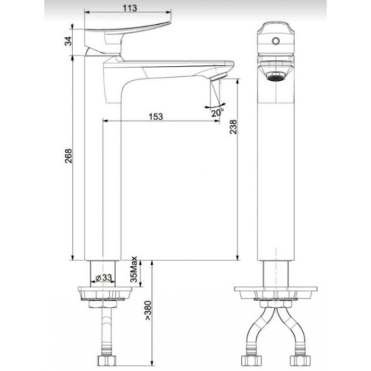Vòi Rửa Lavabo Cổ Cao Nóng Lạnh American Standard WF-0902 Milano 