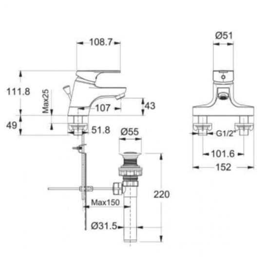 Vòi Lavabo Nóng Lạnh American Standard Concept WF-1401 