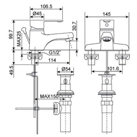 Vòi Lavabo Nóng Lạnh 3 Lỗ American Standard Seva WF-6502 